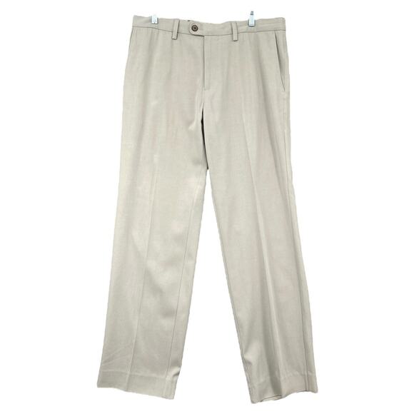 Tommy Bahama Silk Beige Flat‎ Front Belt Loops Formal Trousers Mens Size 35x32 - Picture 1 of 7